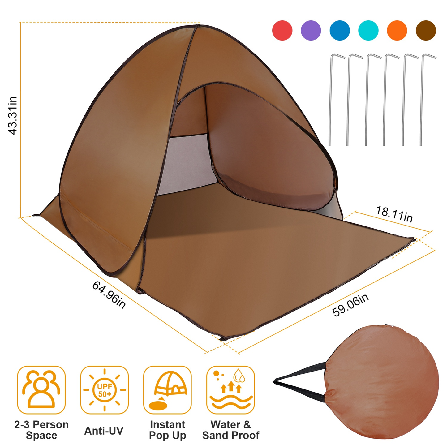 Pop Up Beach and Camping Tent, Coffee