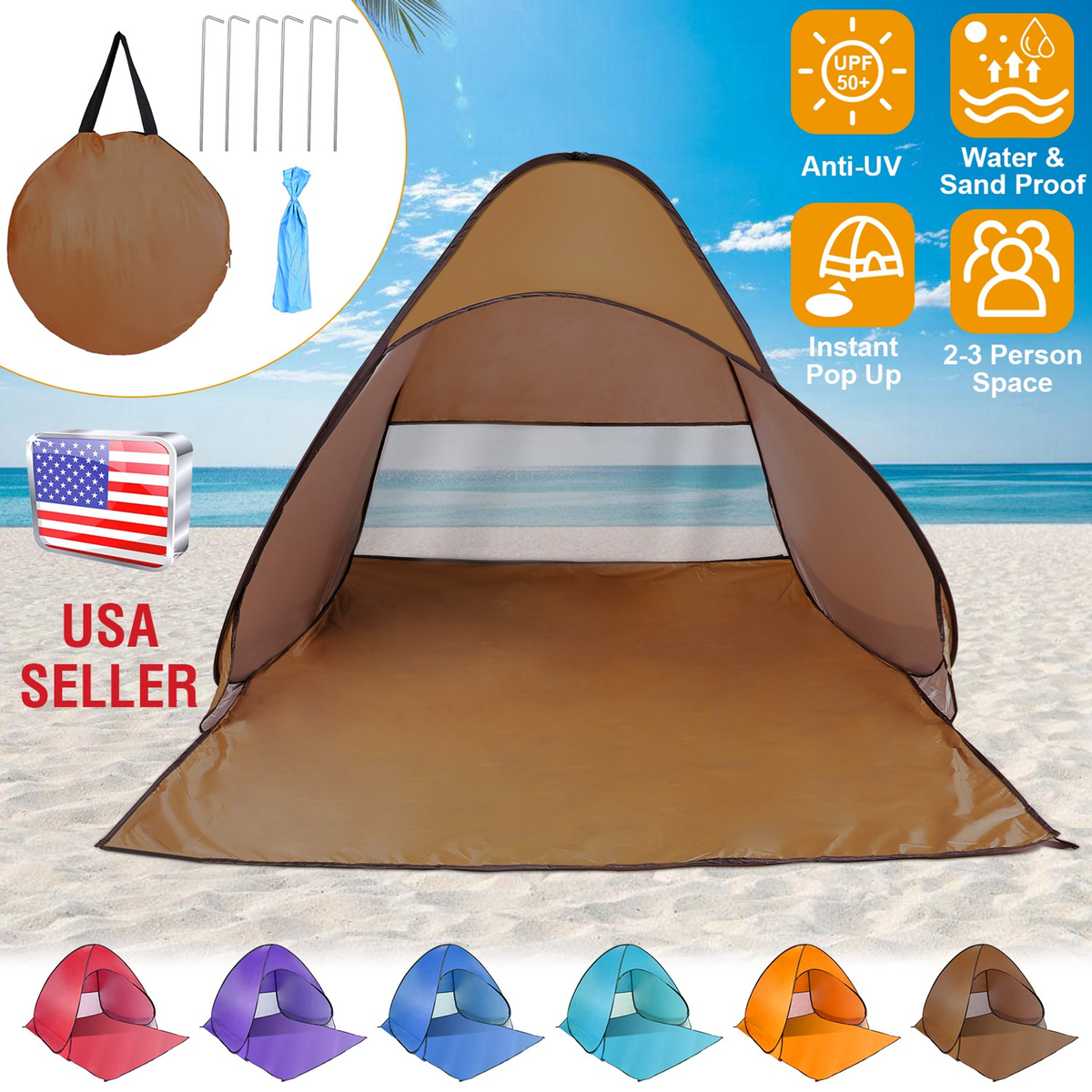 Pop Up Beach and Camping Tent, Coffee