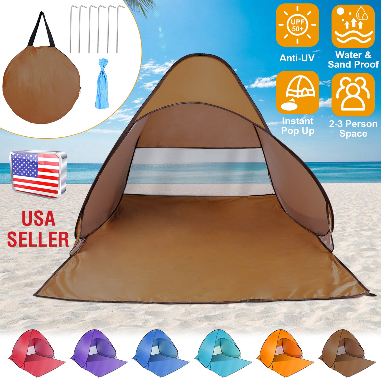 Pop Up Beach and Camping Tent, Coffee