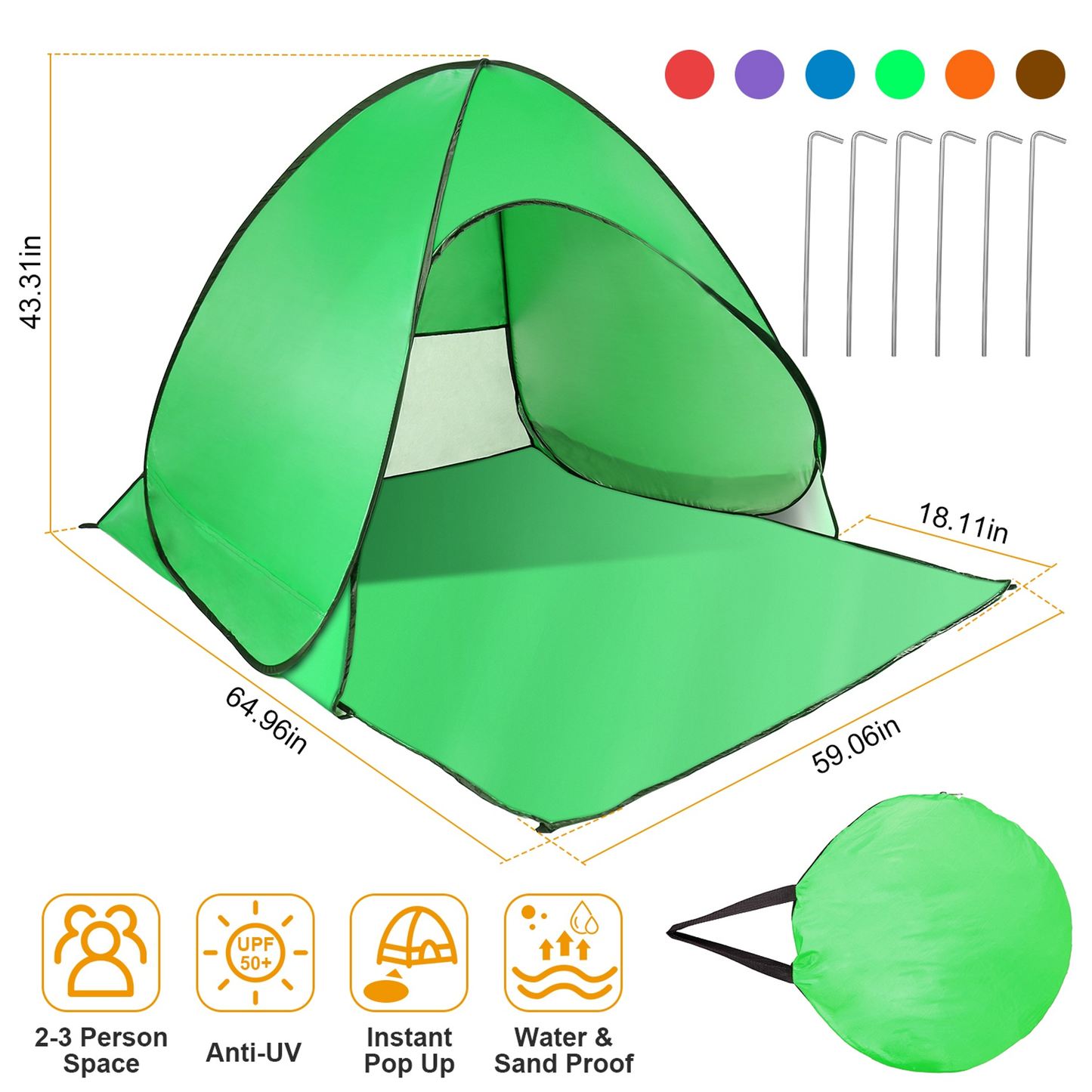Pop Up Beach Tent Sun Shade (Green)