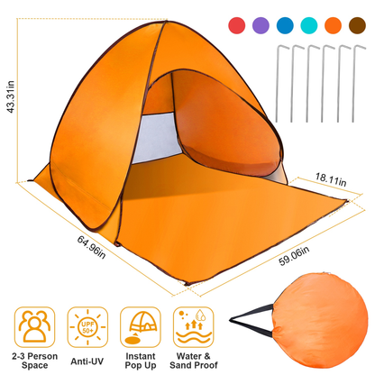 Pop Up Beach & Camping Tent - Orange
