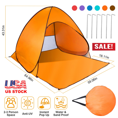 Pop Up Beach & Camping Tent - Orange