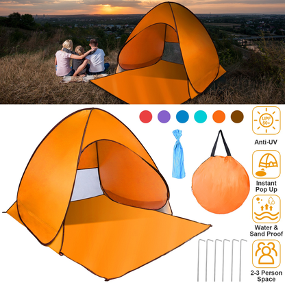 Pop Up Beach & Camping Tent - Orange