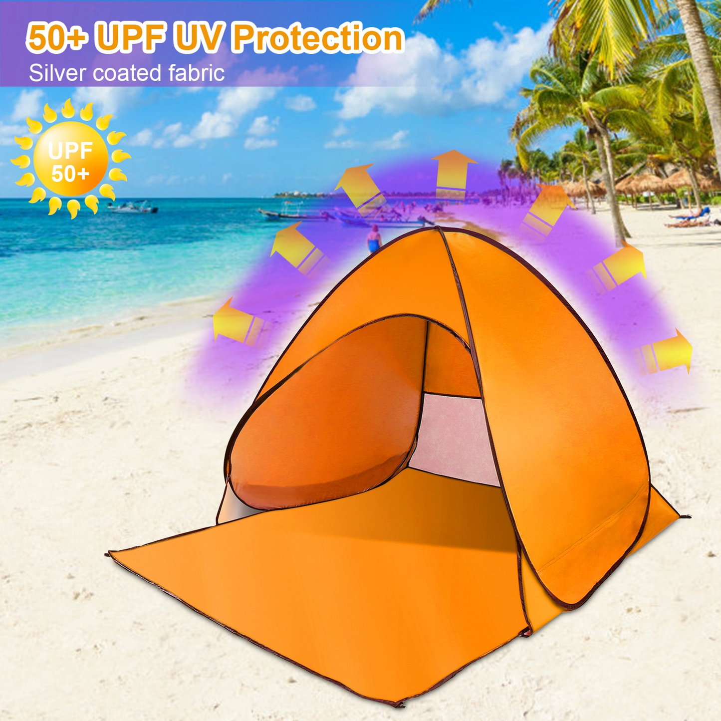 Pop Up Beach & Camping Tent - Orange
