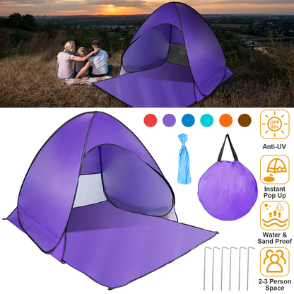 Pop Up Beach Tent Sun Shade Shelter - Purple