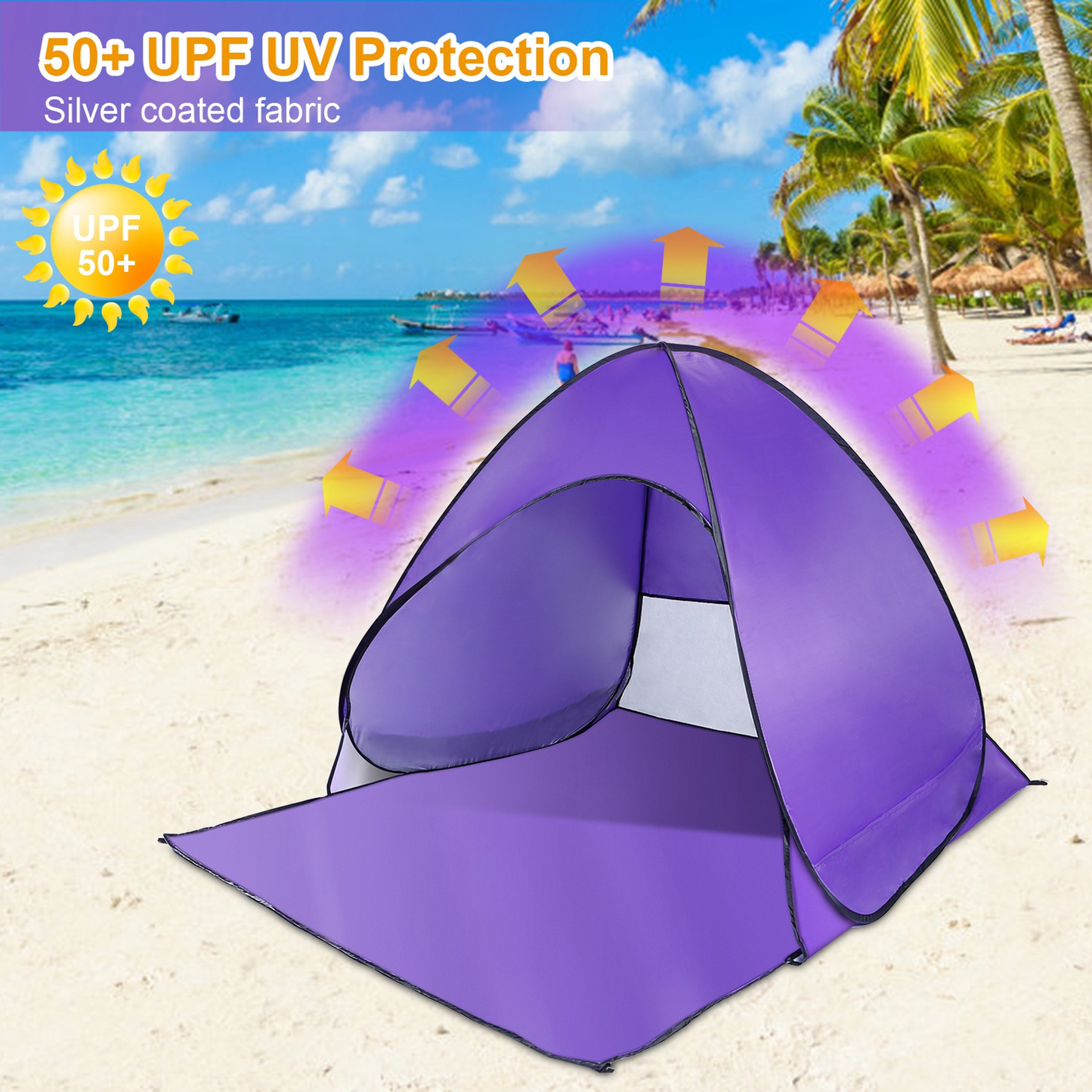 Pop Up Beach Tent Sun Shade Shelter - Purple