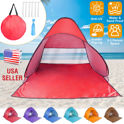 Pop Up Beach Tent Sun Shade 2-3 Person, Red
