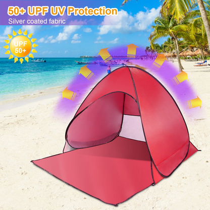 Pop Up Beach Tent Sun Shade 2-3 Person, Red