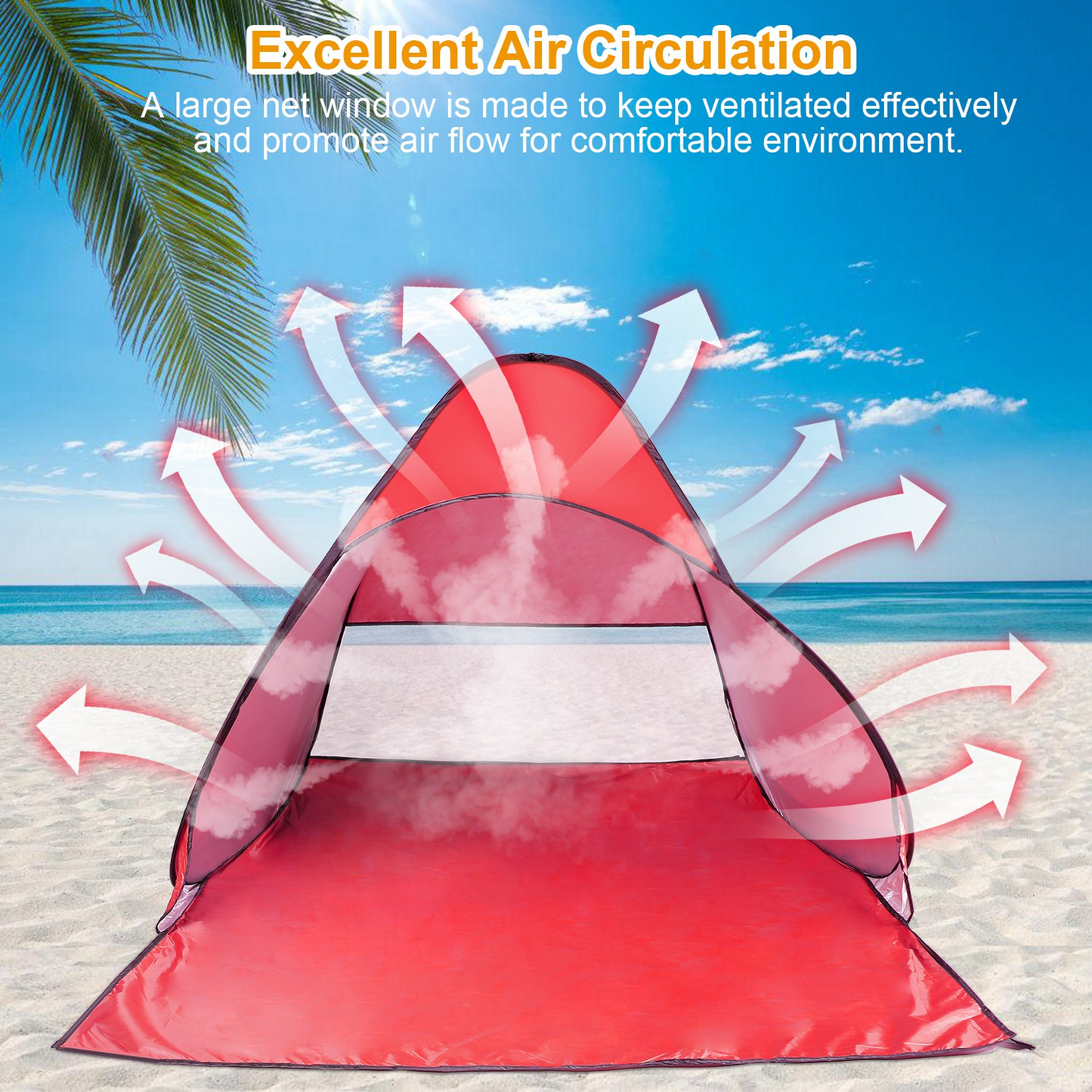 Pop Up Beach Tent Sun Shade 2-3 Person, Red