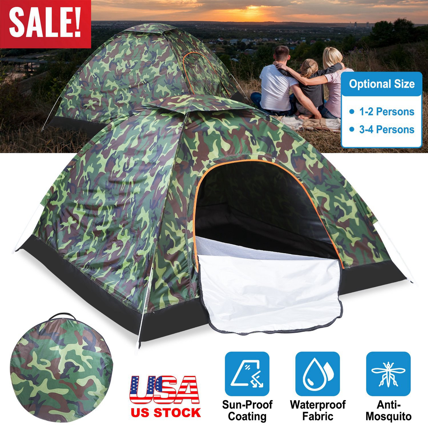 1-2 Person Instant Pop Up Dome Tent
