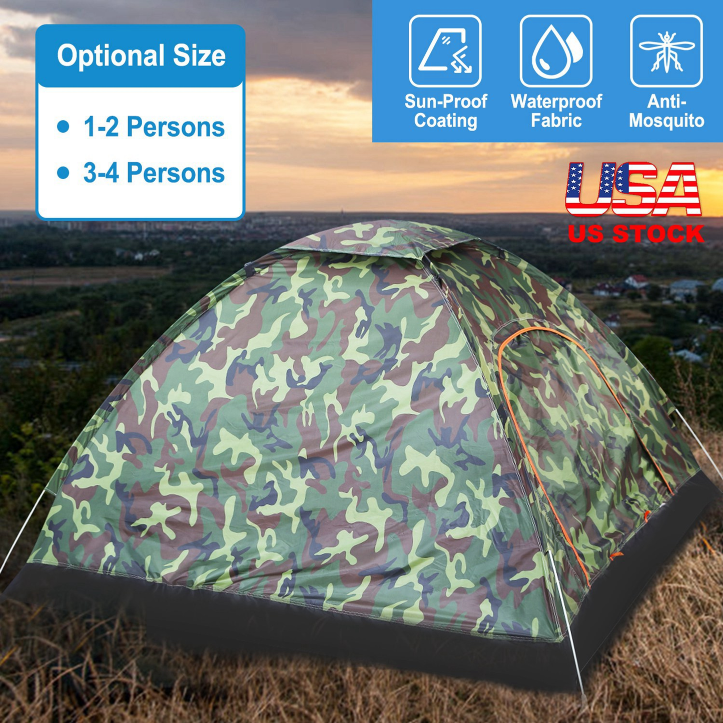3/4-Person Instant Pop-Up Dome Tent