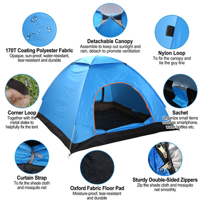 Waterproof Pop Up Camping Tent for 4 People