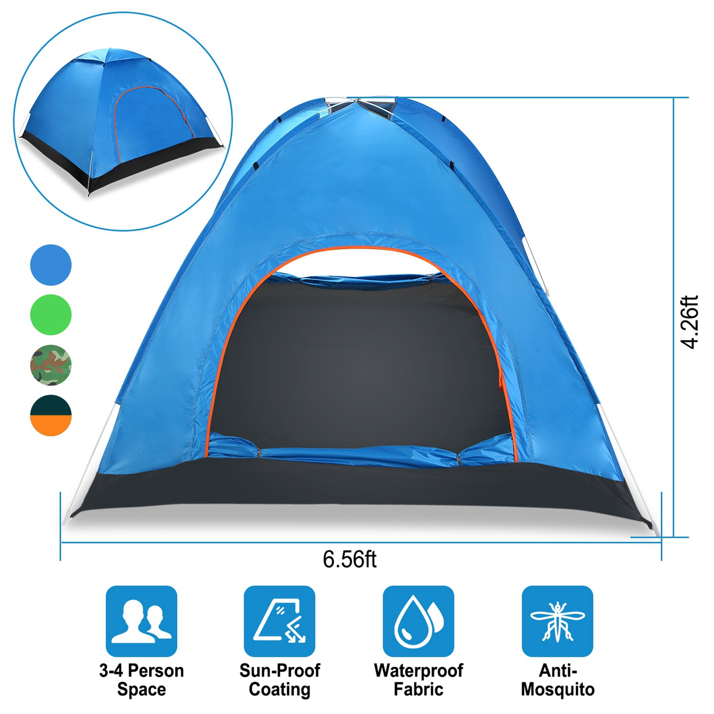 4-Person Waterproof Pop-Up Camping Tent
