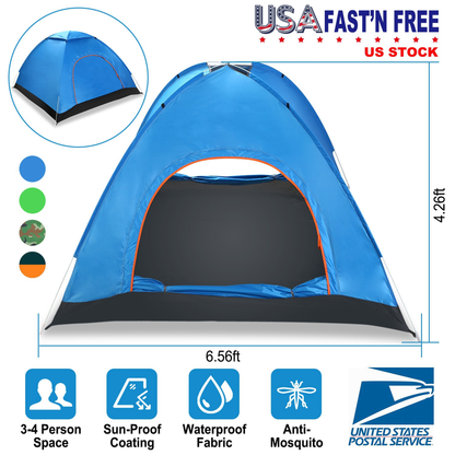 4-Person Waterproof Pop-Up Camping Tent