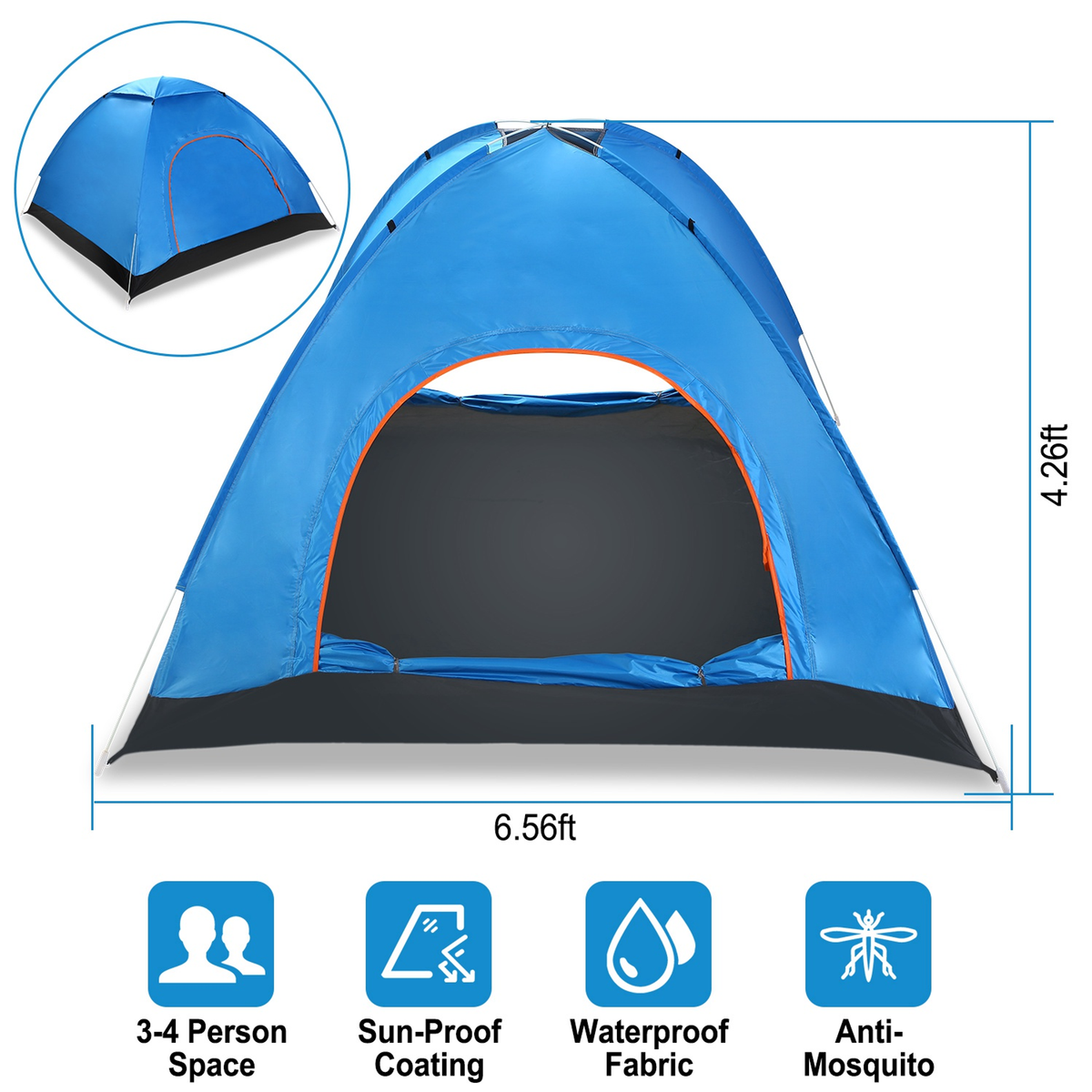 4-Person Waterproof Pop Up Camping Tent