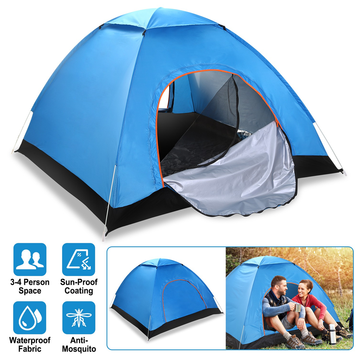4-Person Waterproof Pop Up Camping Tent