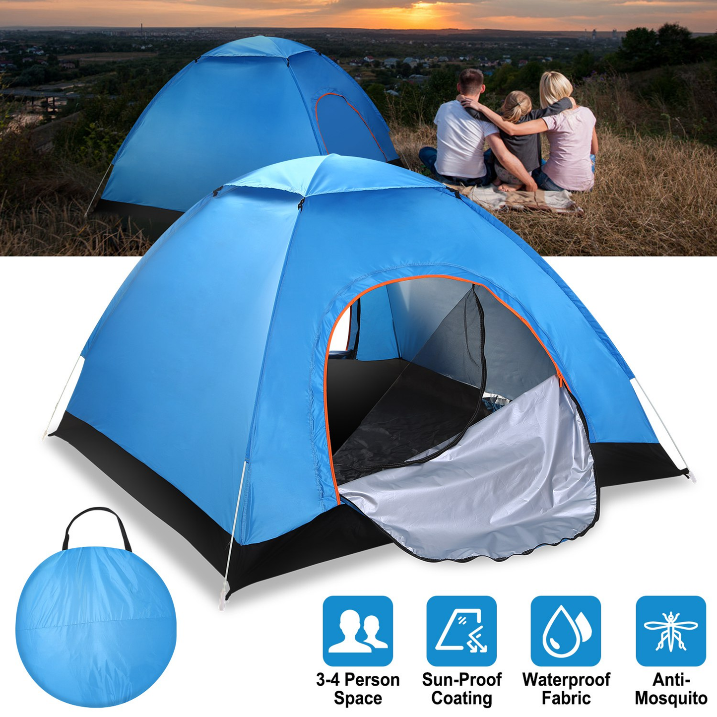 4-Person Waterproof Pop Up Camping Tent