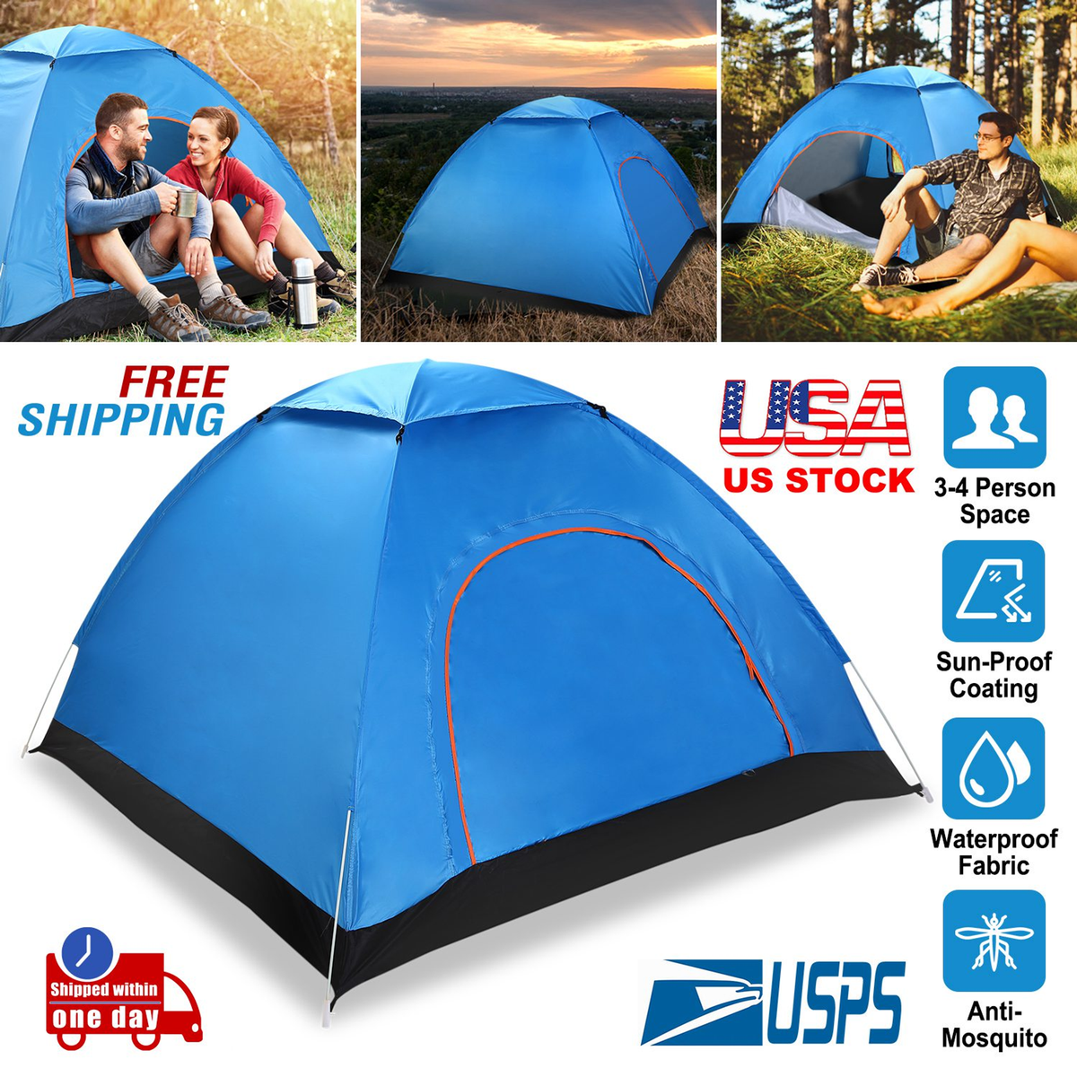 4-Person Waterproof Pop Up Camping Tent