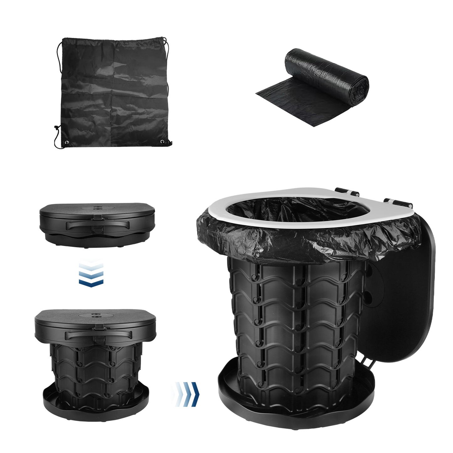 Retractable Portable Camping Toilet Collapsible Travel Toilet