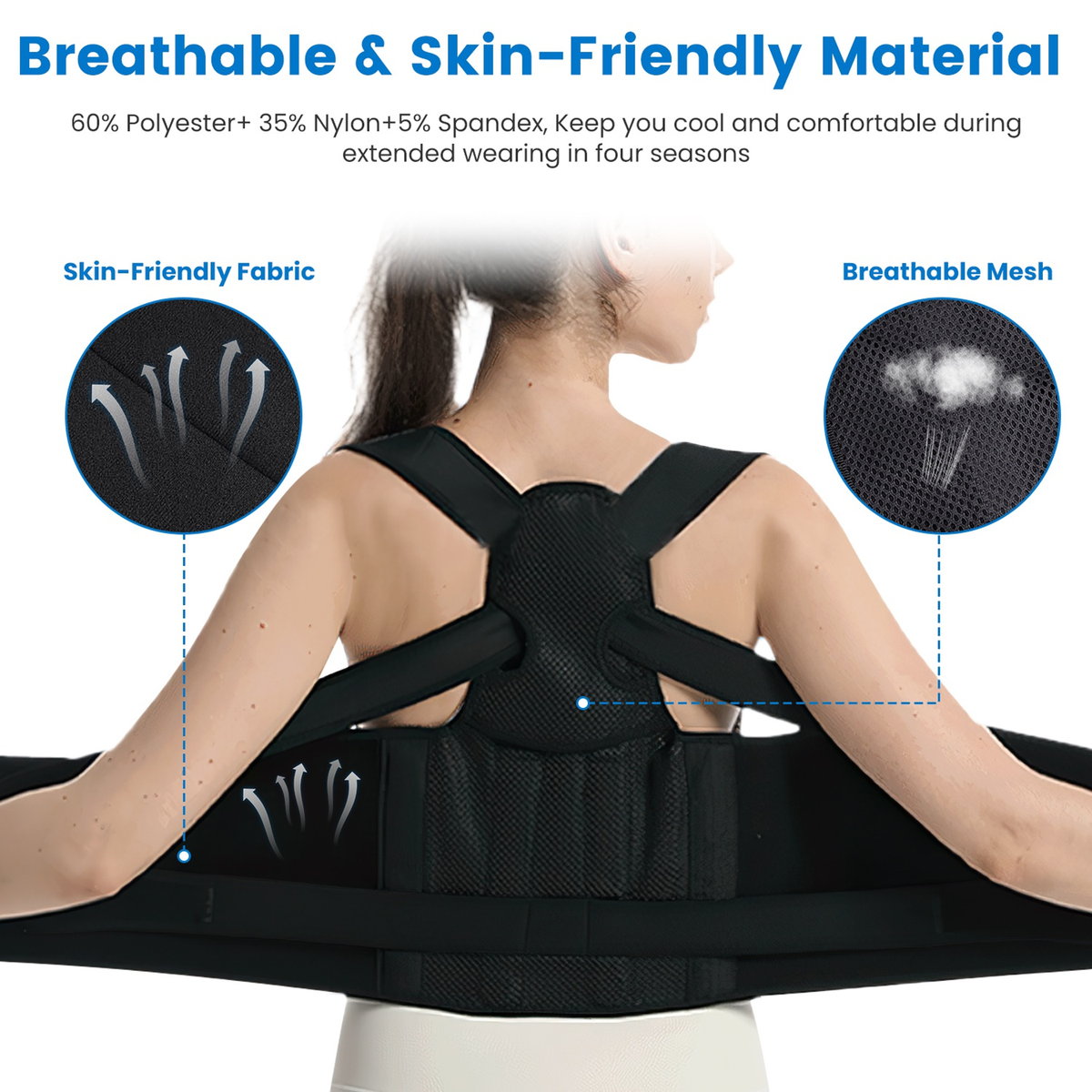 Posture Corrector Adjustable Back Brace, Large