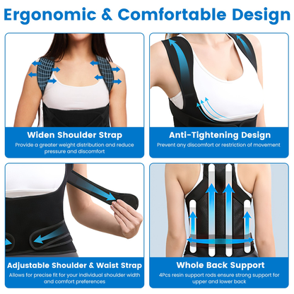 Posture Corrector Adjustable Back Brace, Medium