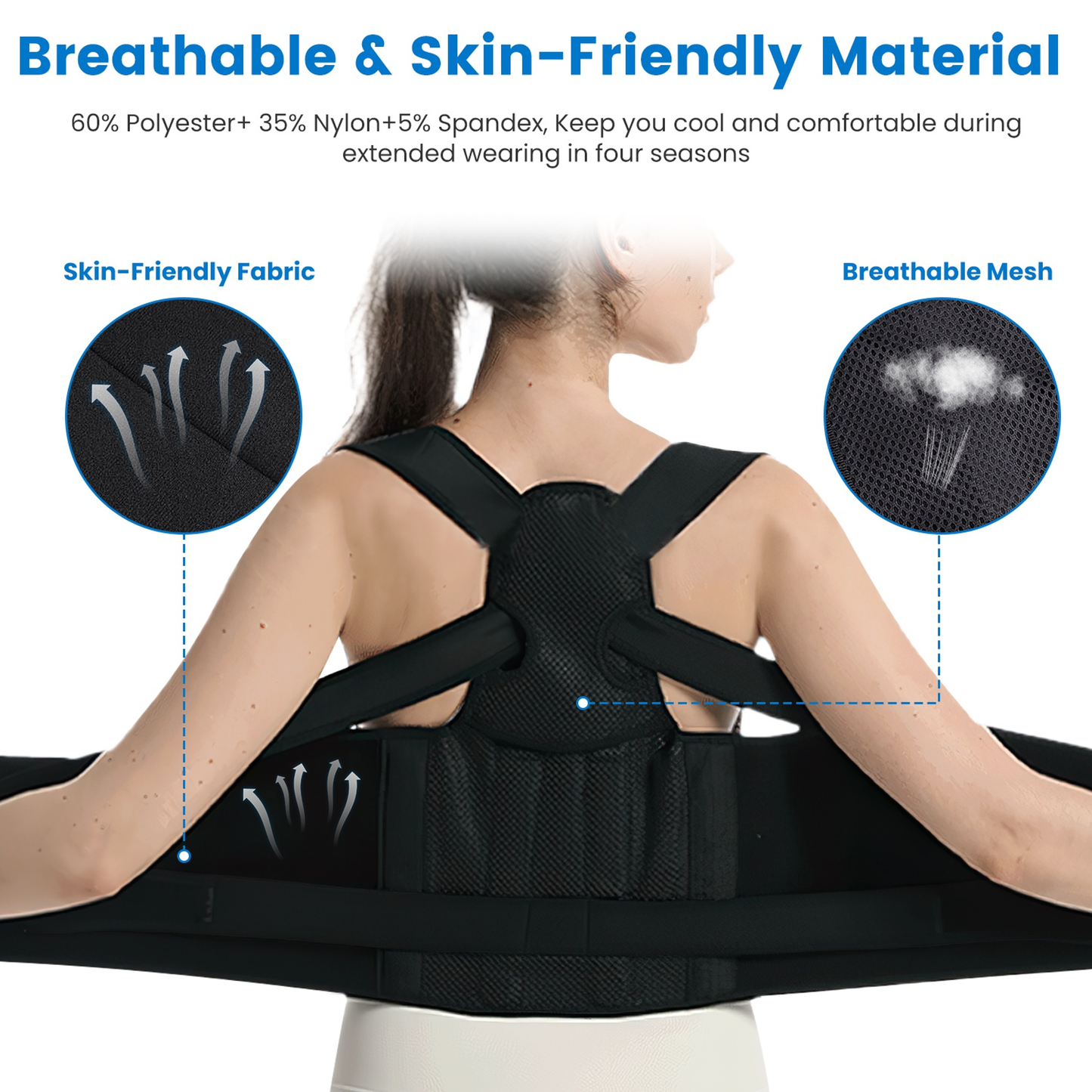 Posture Corrector Adjustable Back Brace, Medium