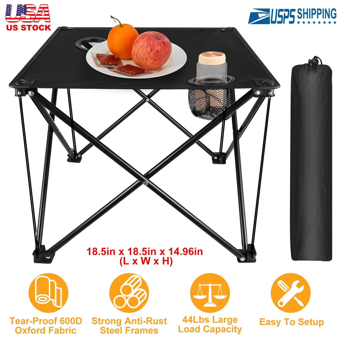 Foldable Camping Table with 600D Oxford Top