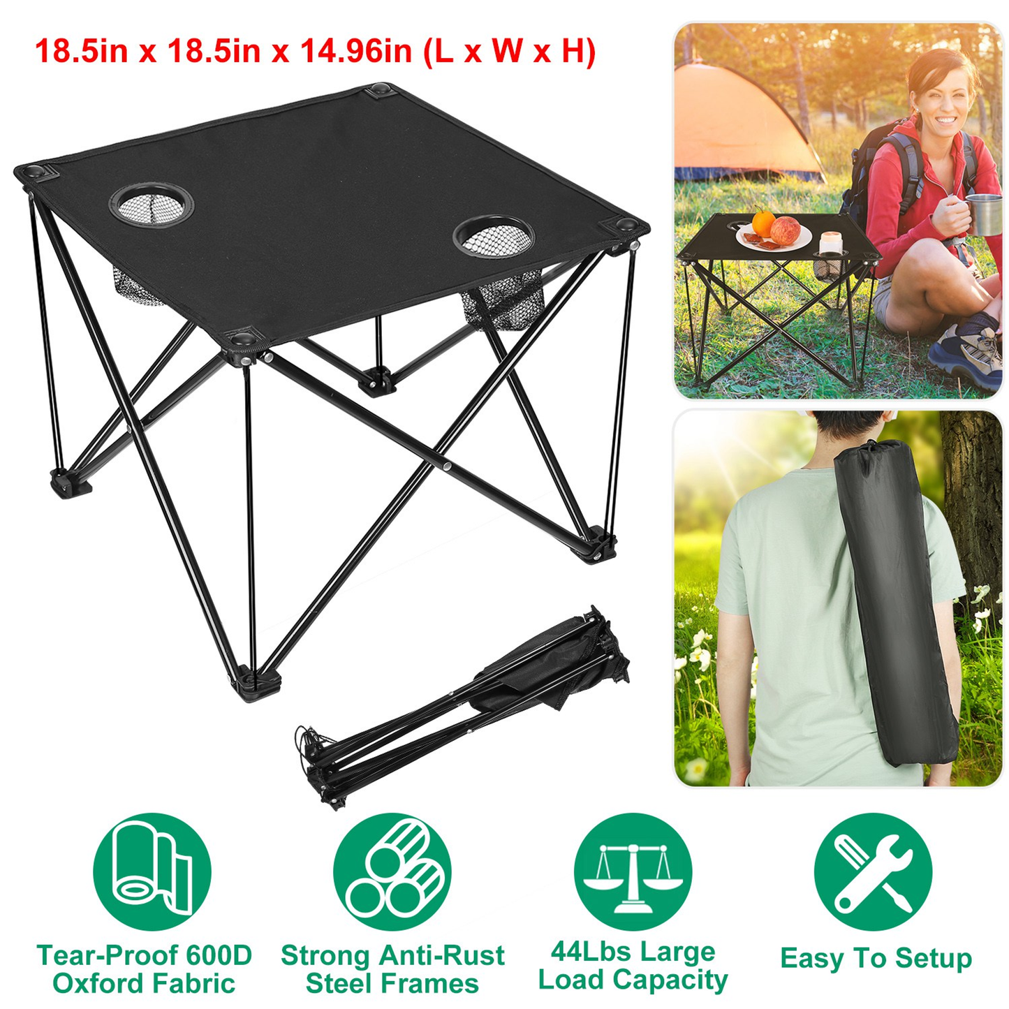 Foldable Camping Table with 600D Oxford Top