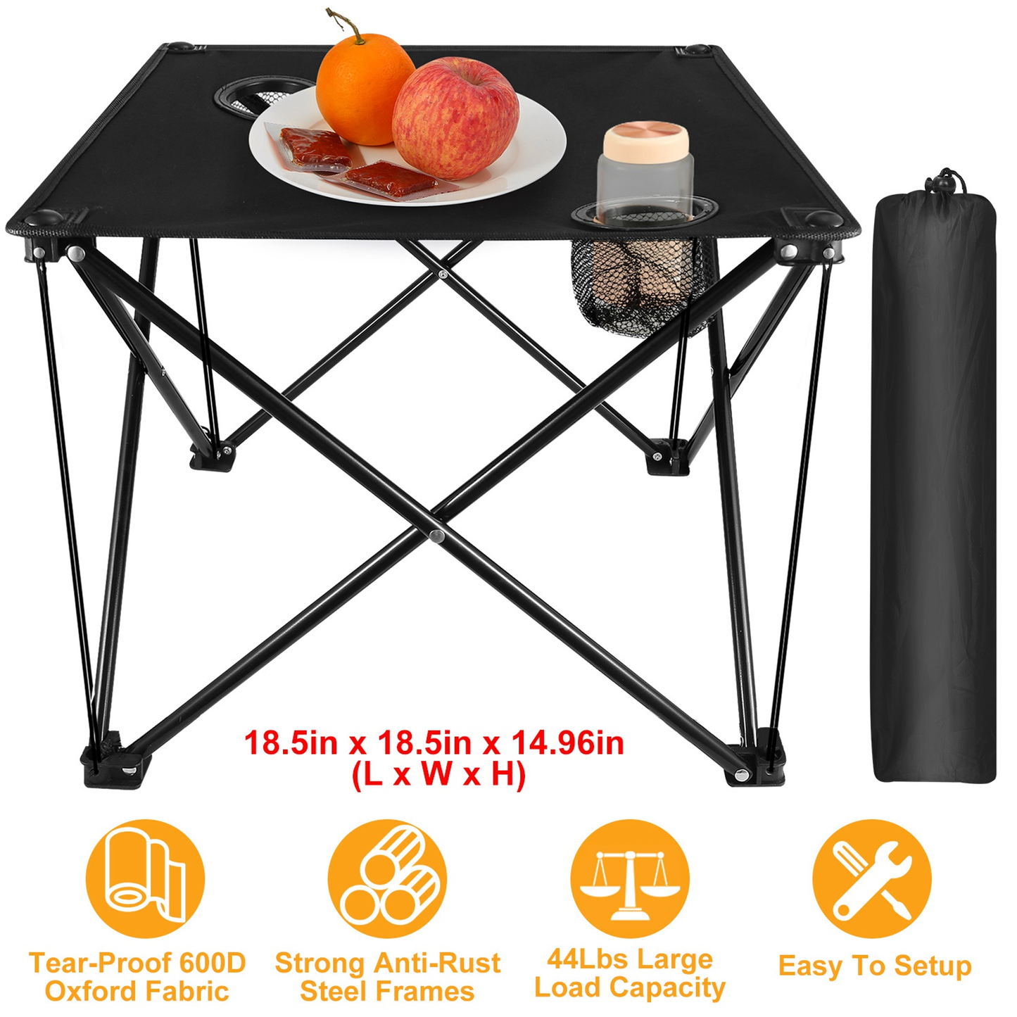 Foldable Camping Table with 600D Oxford Top