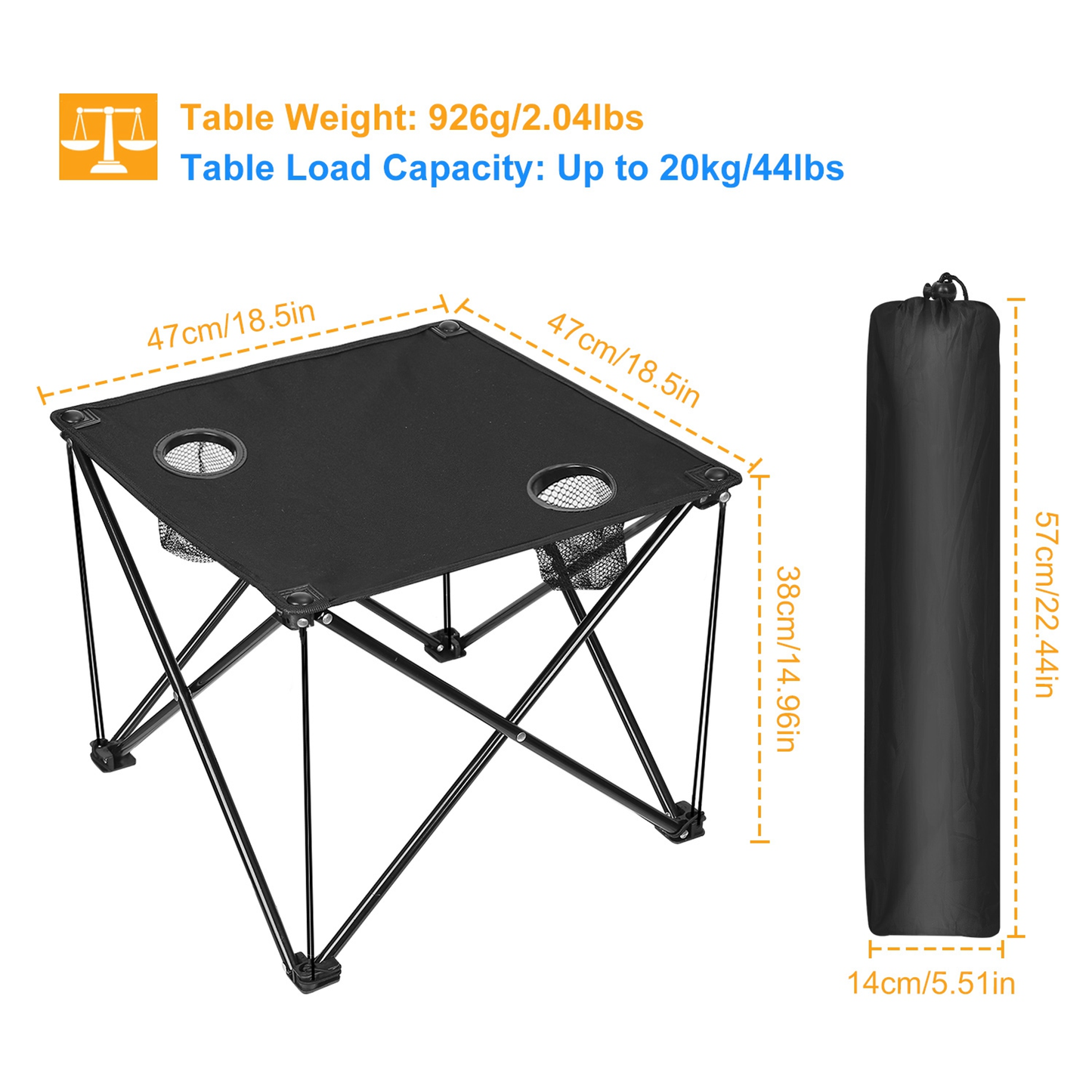 Foldable Camping Table with 600D Oxford Top
