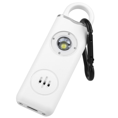 Rechargeable Personal Safety Alarm 130dB with LED Light - White
