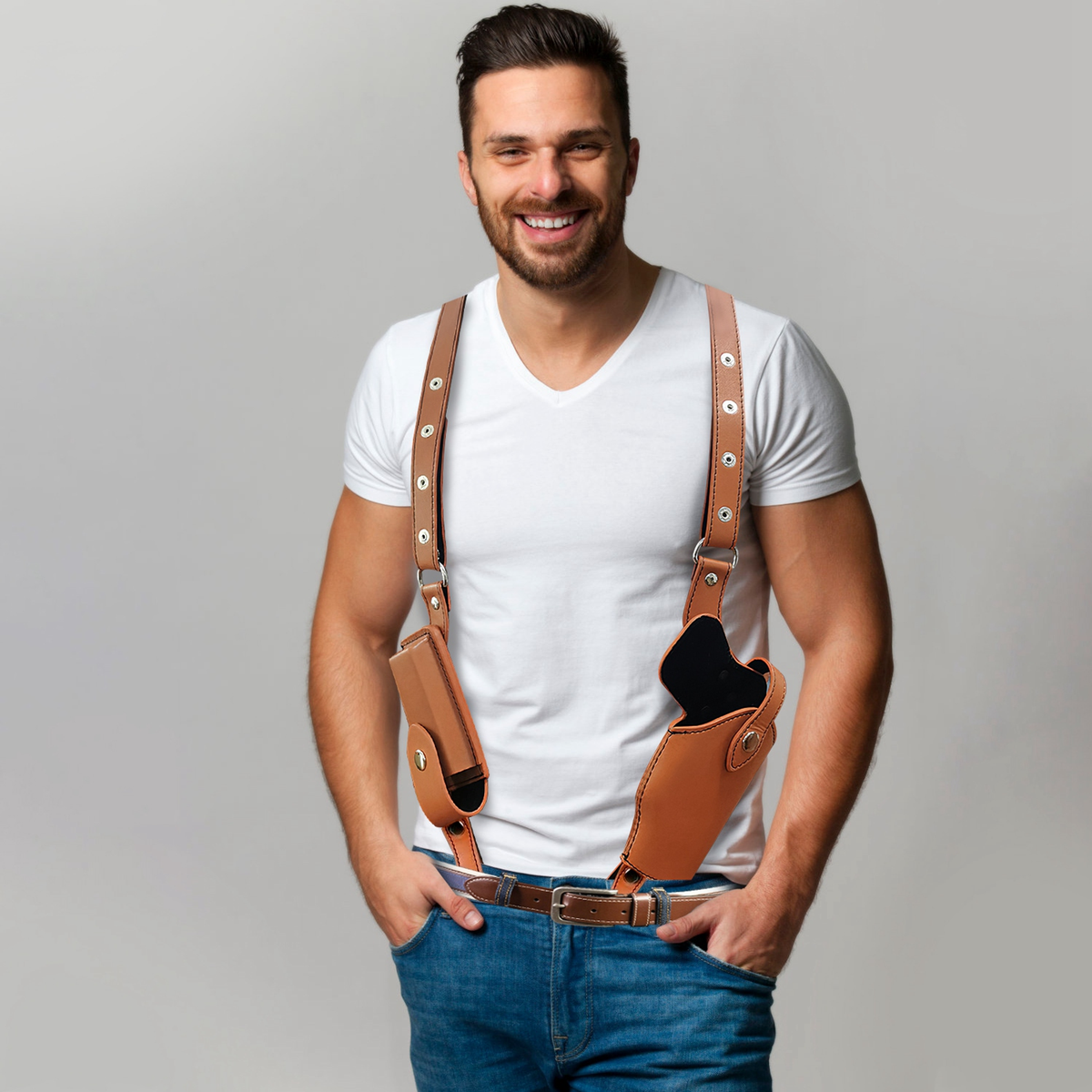 Leather Shoulder Holster, Adjustable Concealed Carry