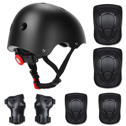 7-Piece Kids Safety Helmet and Pad Set, Black