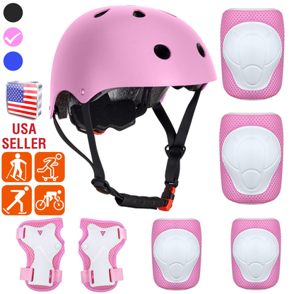 Kids 7-Piece Safety Helmet and Pad Set