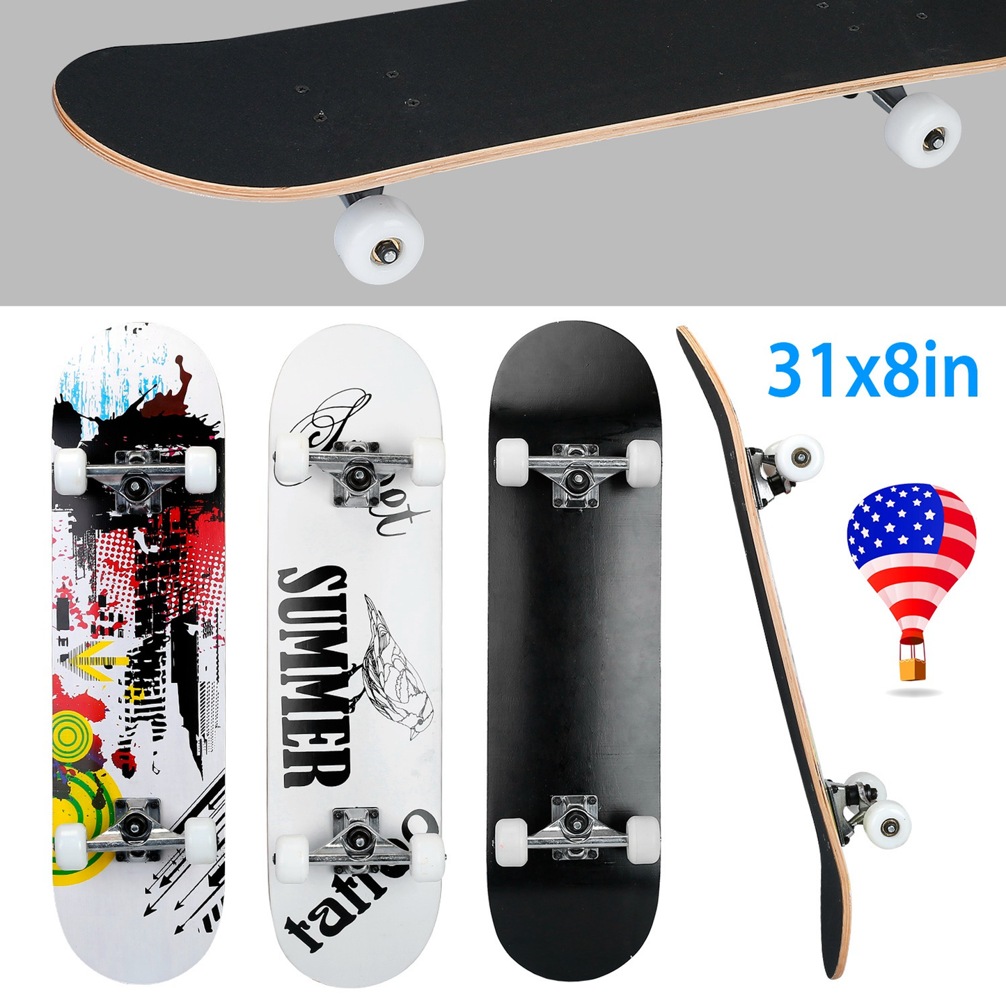 31 x 8 in Complete Standard Skateboard