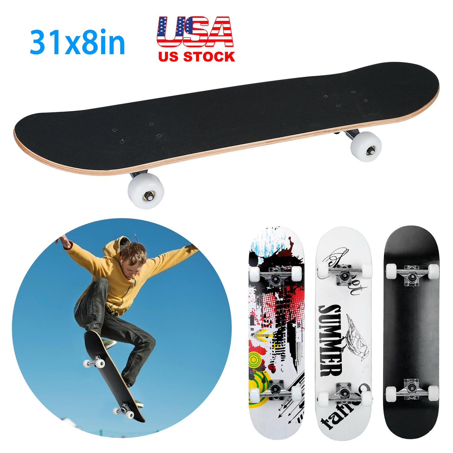 31 x 8 in Complete Standard Skateboard