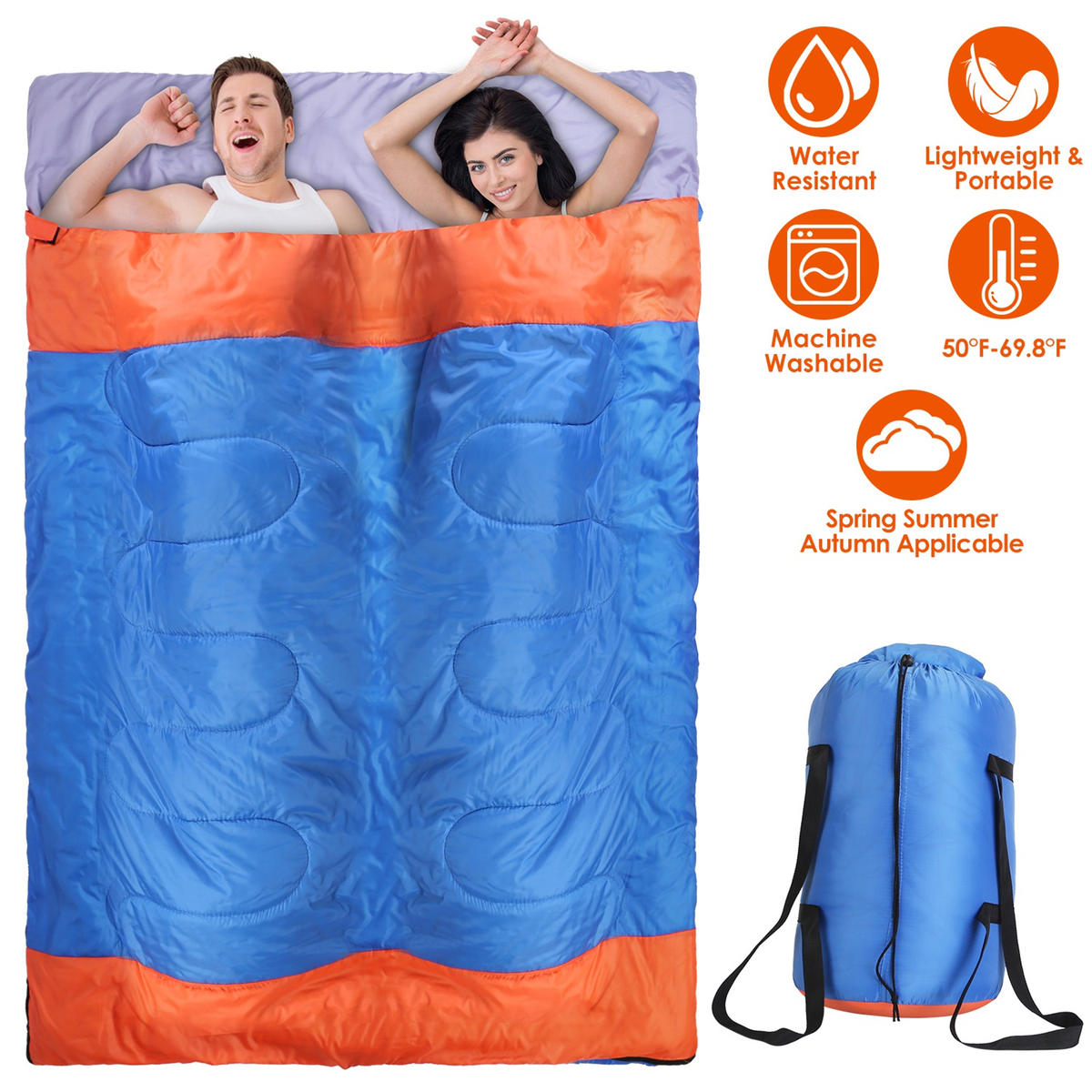 2-Person Sleeping Bag (Blue)