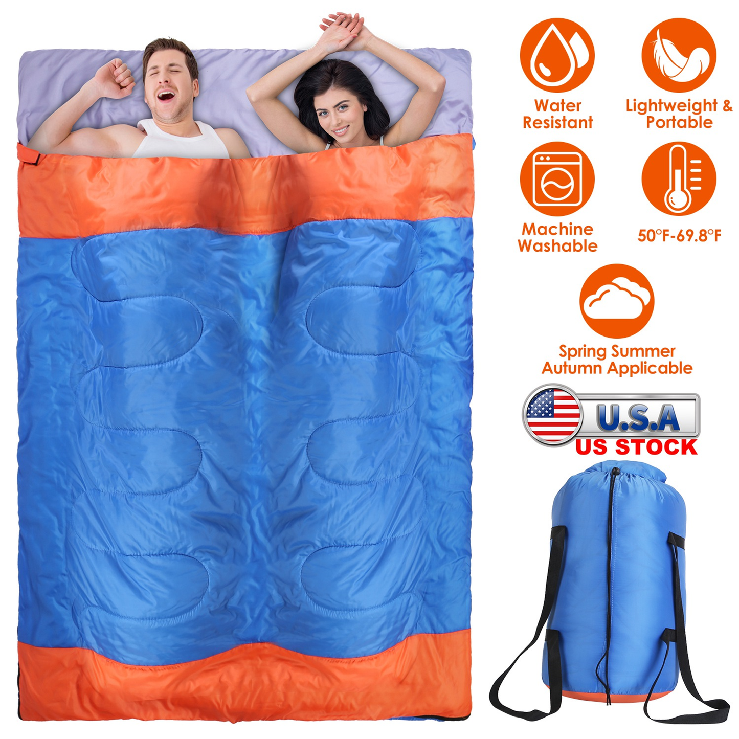 2-Person Sleeping Bag (Blue)