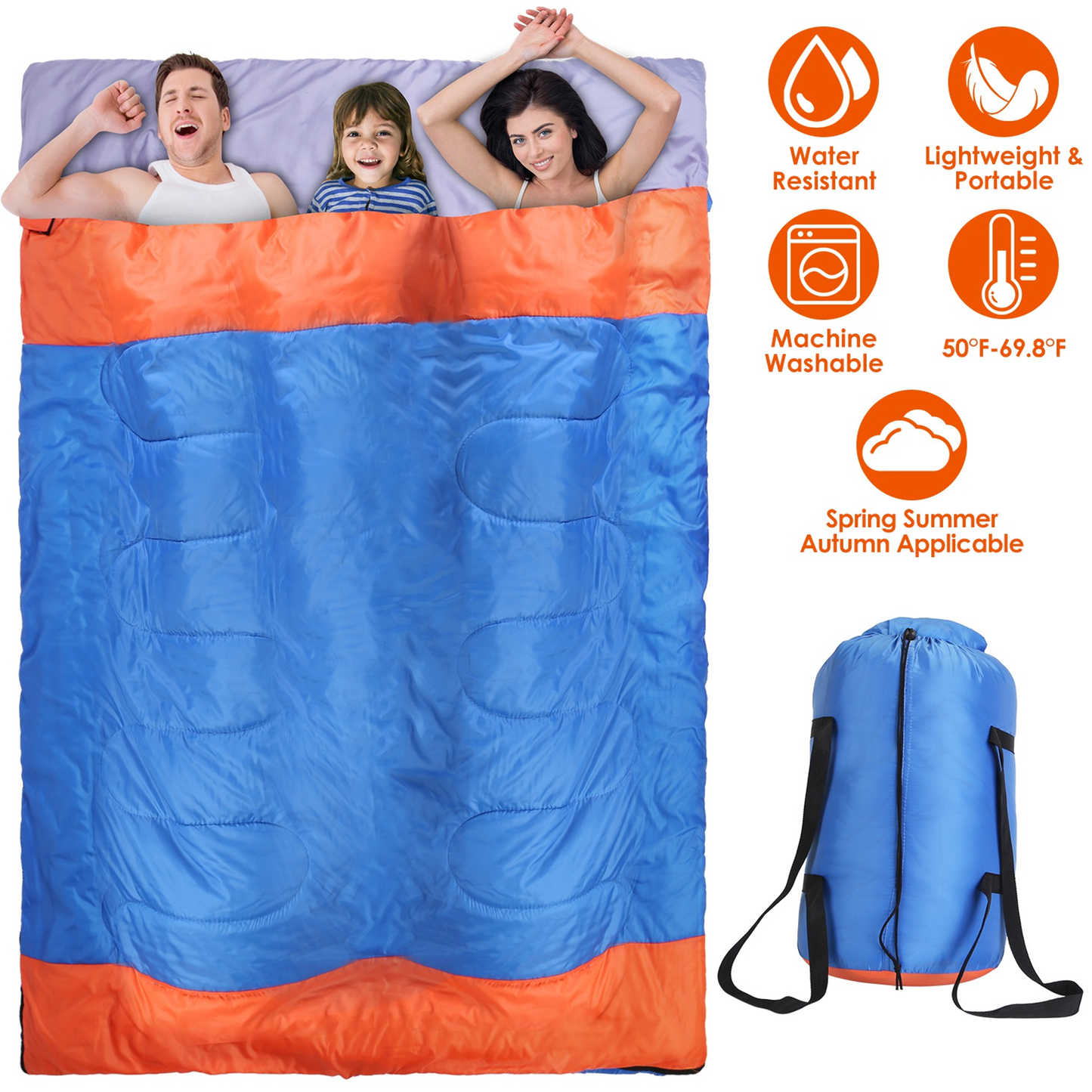 3-Person Water-Resistant Camping Sleeping Bag