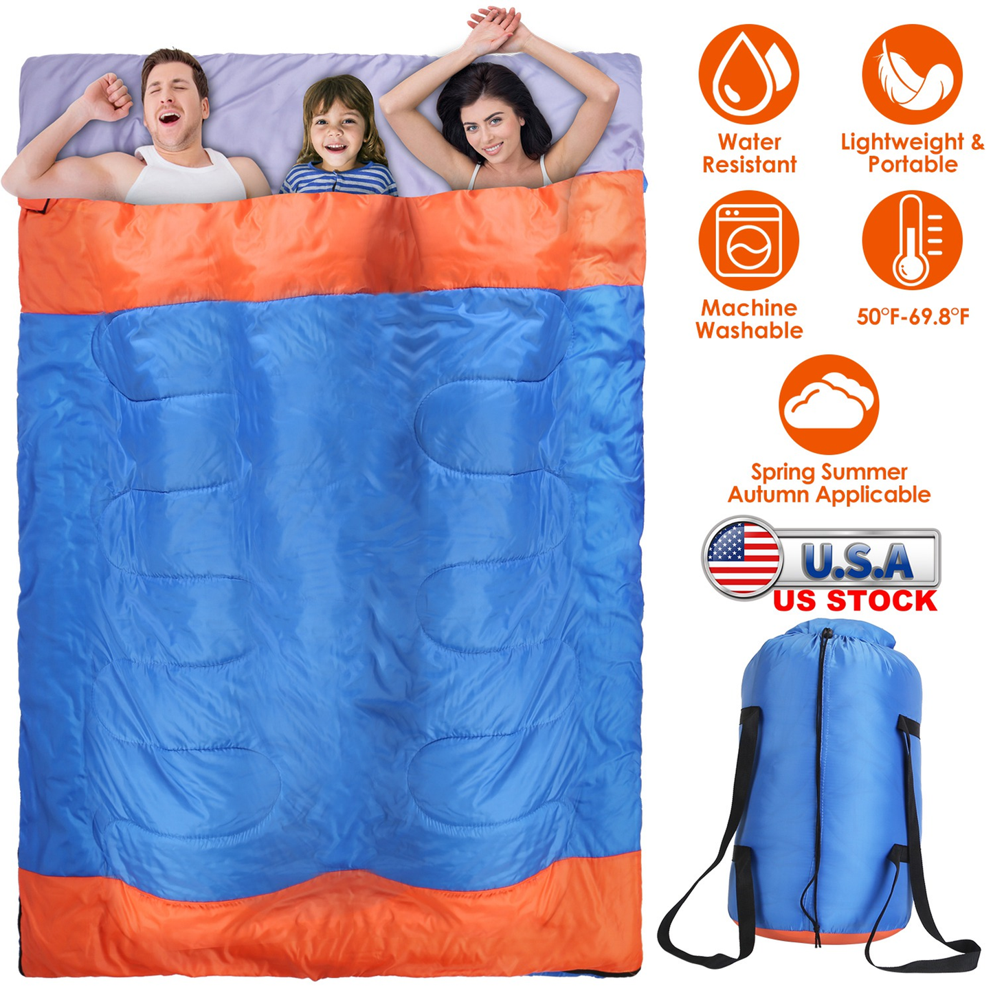 3-Person Water-Resistant Camping Sleeping Bag