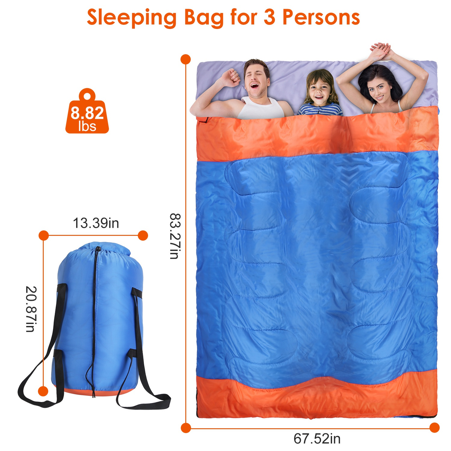 3-Person Water-Resistant Camping Sleeping Bag