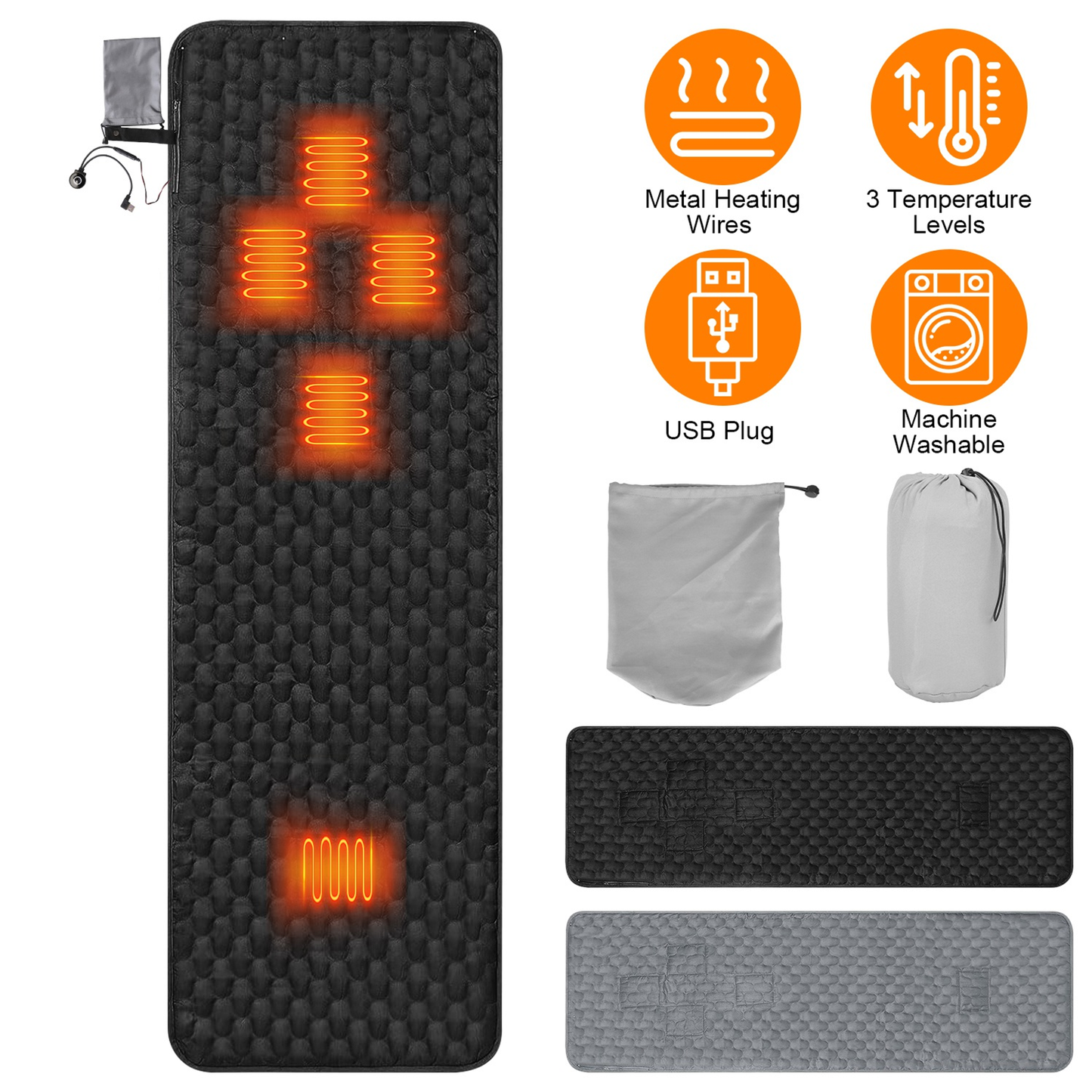 USB Heated Sleeping Bag Liner (Grey)