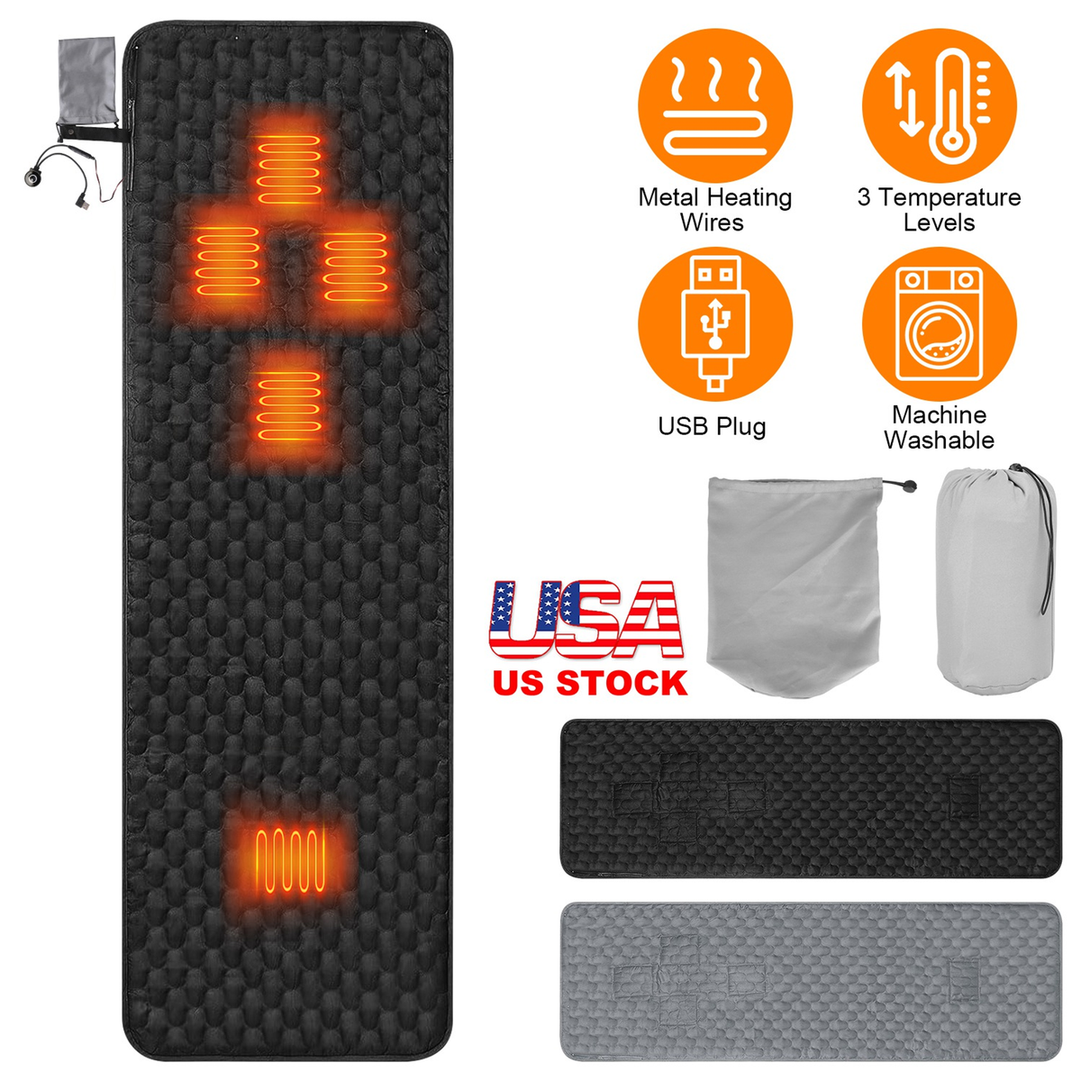 USB Heated Sleeping Bag Liner (Grey)