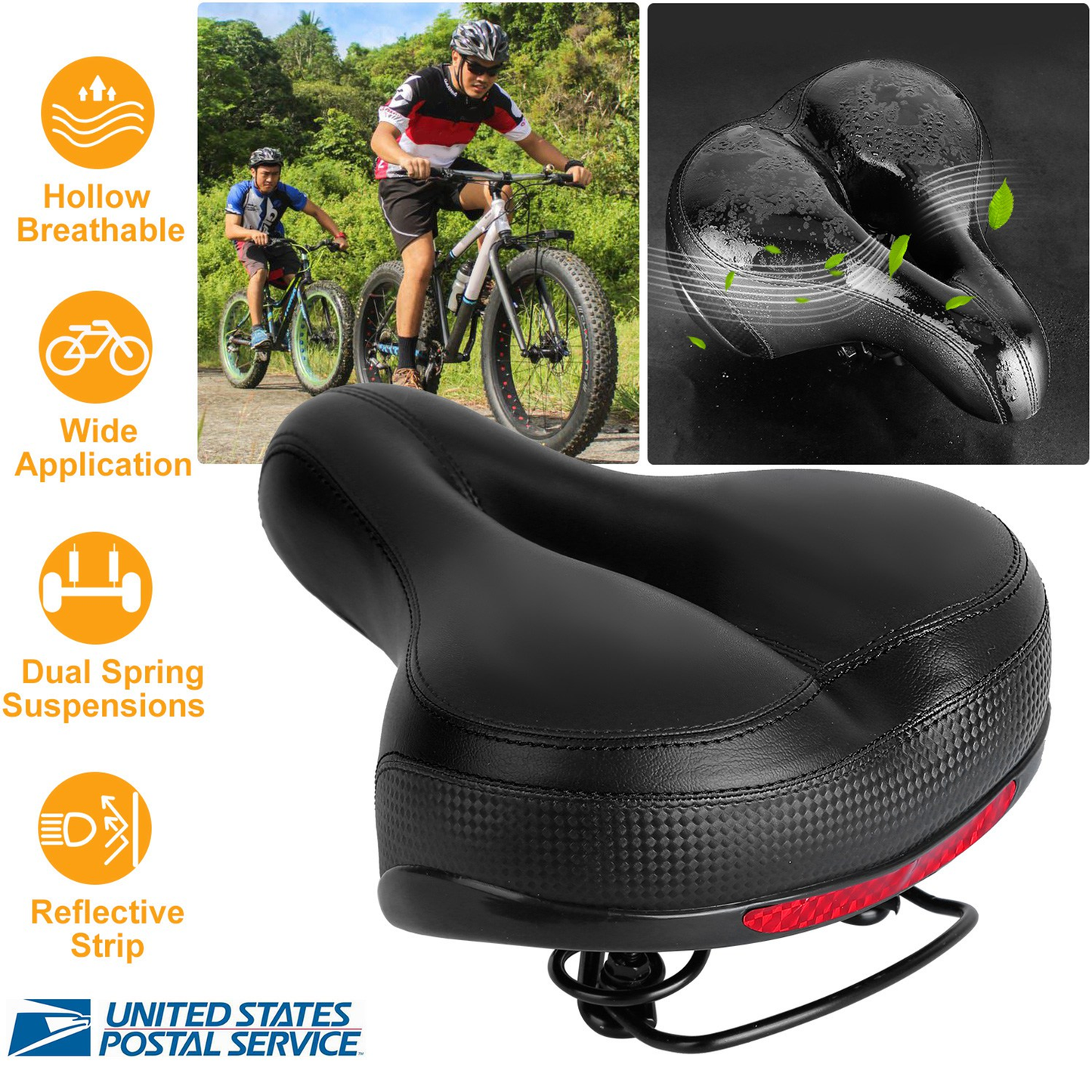 Comfortable Water-Resistant Cruiser Bike Saddle