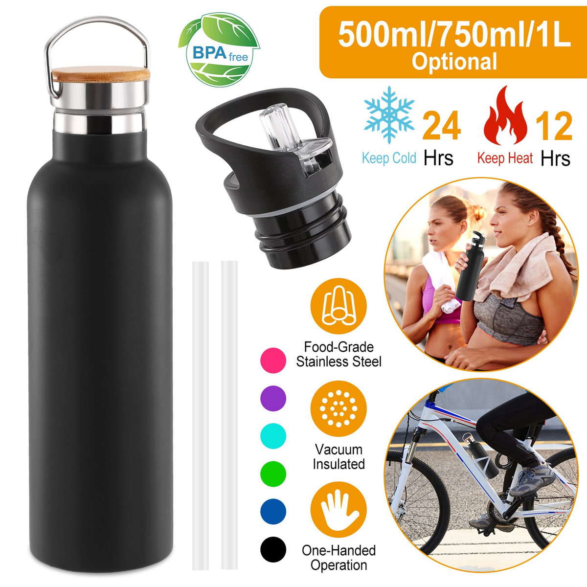 Insulated Stainless Steel Sports Water Bottle