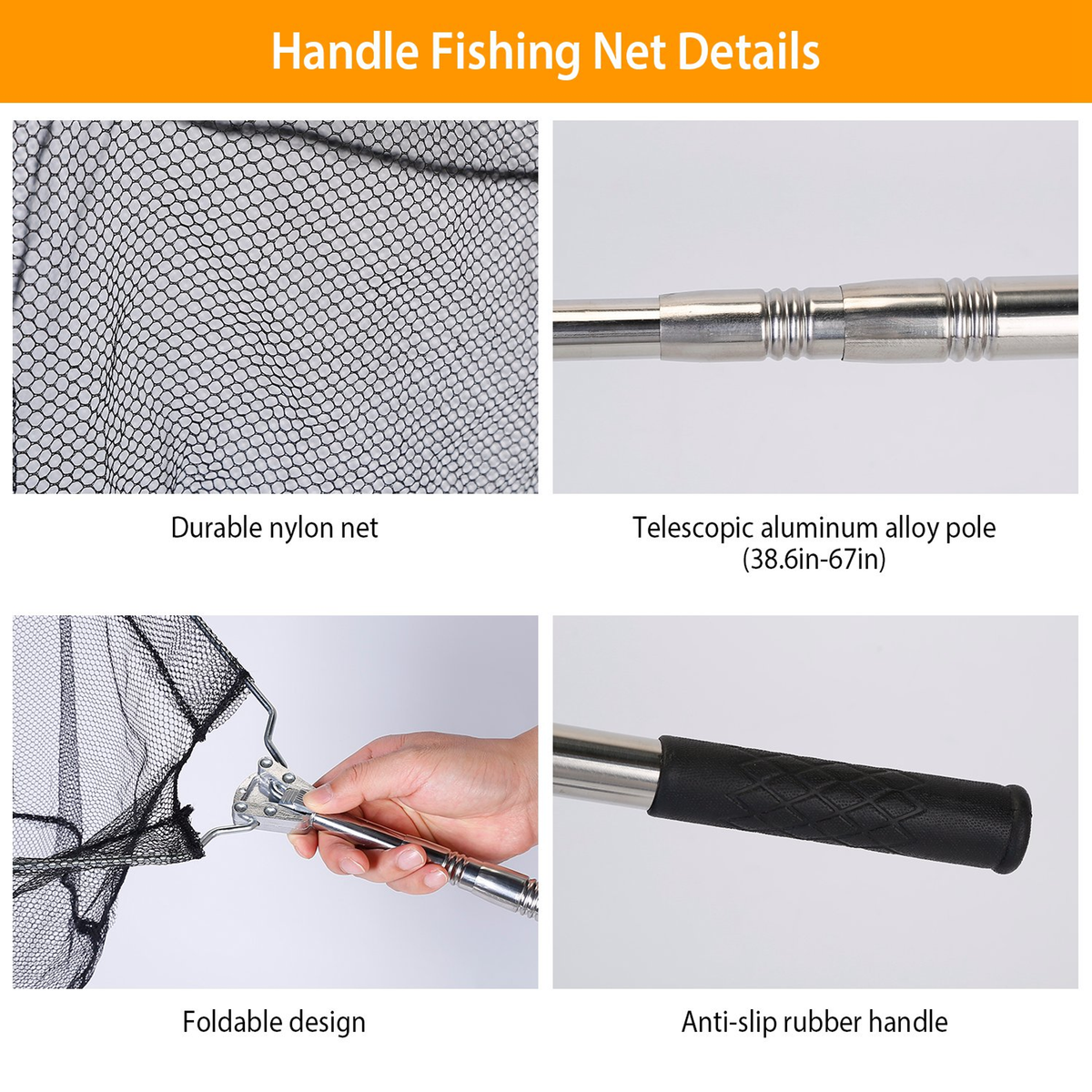 Foldable Fish Landing Net with Telescopic Handle