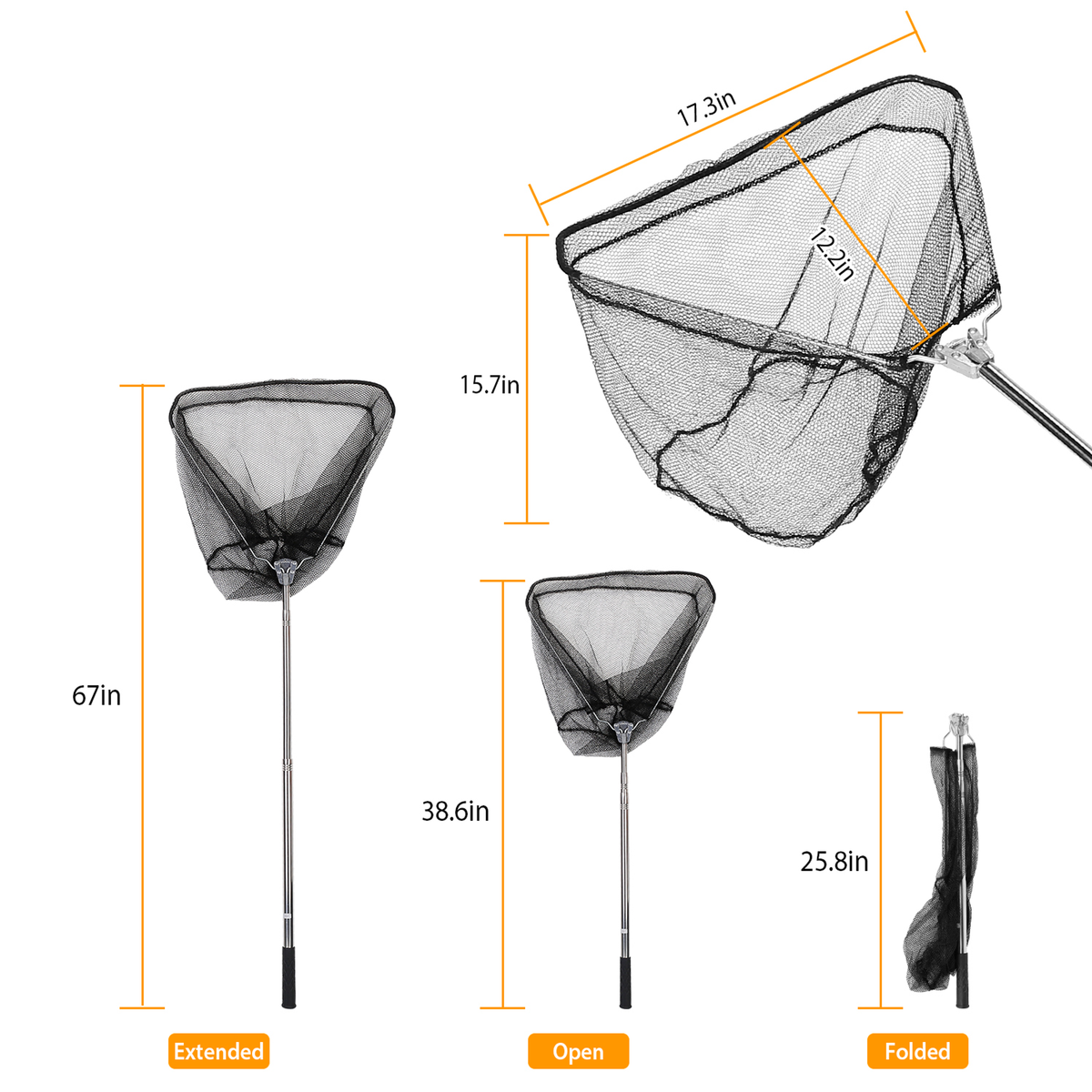Foldable Fish Landing Net with Telescopic Handle