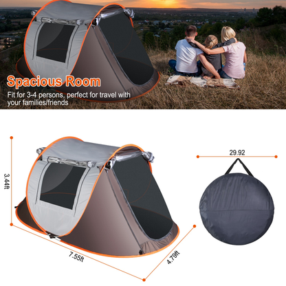 3-4 Person Automatic Pop Up Tent (Khaki)