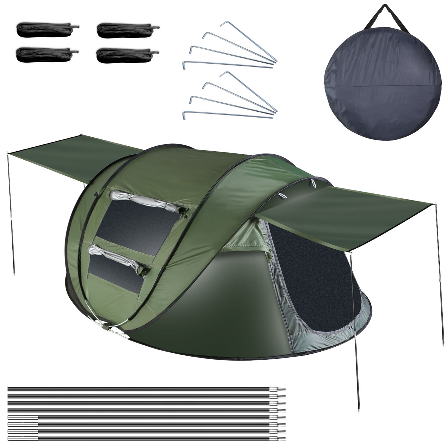 5-8 Person Pro Pop Up Tent Automatic Setup - Green