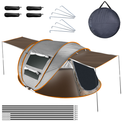 5-8 Person Pro Pop Up Tent Automatic Setup - Khaki